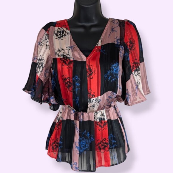 BCBGeneration Sheer Flowy Top - Picture 1 of 7